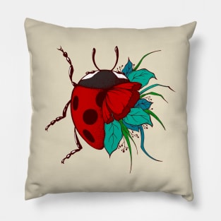 lady bug flower Pillow