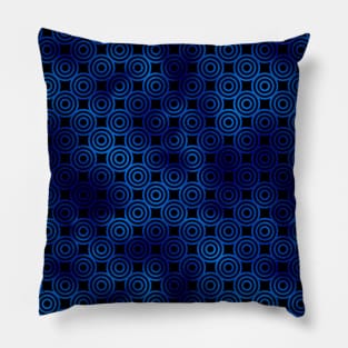 Circle Rings in Black and Classic Blue Vintage Faux Foil Art Deco Vintage Foil Pattern Pillow