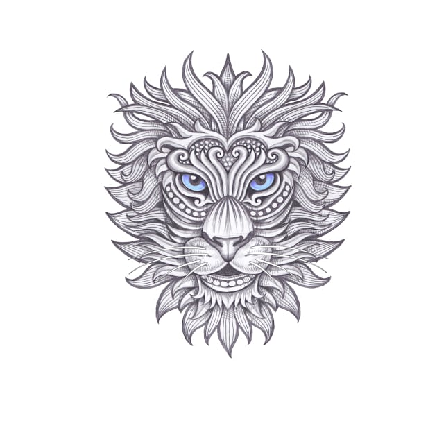 Lion face with floral ornament decoration by tsign703