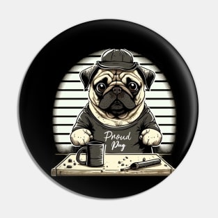 Pug Dog White Pin