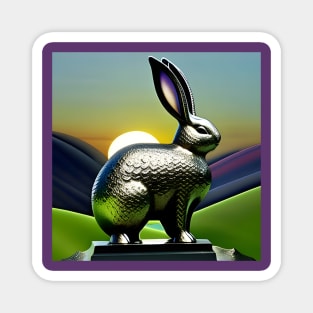 Surreal Celtic Iron Bunny Rabbit in the countryside at Sunset Magnet