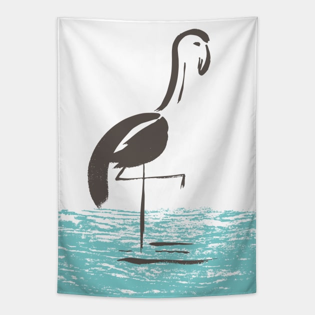 Brush Flamingo Tapestry by SWON Design