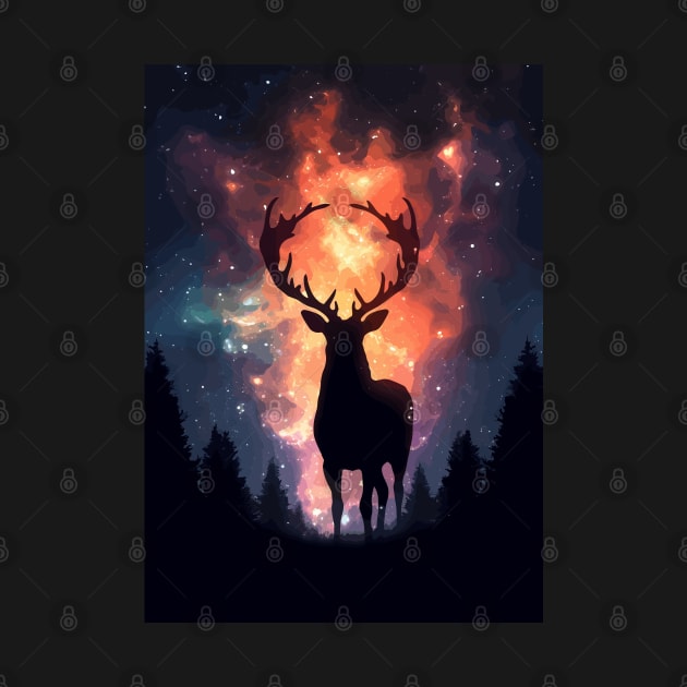 Nature Deer and Galaxy Cosmos by Art-Jiyuu