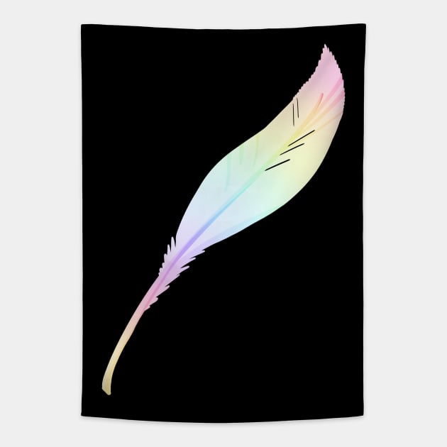 Pastel Rainbow Ombre Feather Tapestry by KelseyLovelle