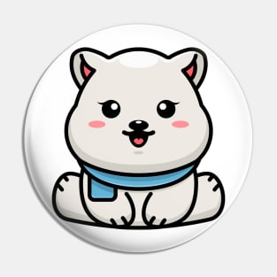 Cute baby polar bear sitting cartoon illustration Pin