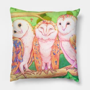 Cute watercolor barn owls Pillow