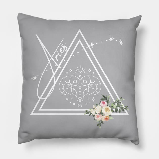 Aries Zodiac Signs Astrology Sun Dial Pillow by MalibuSun