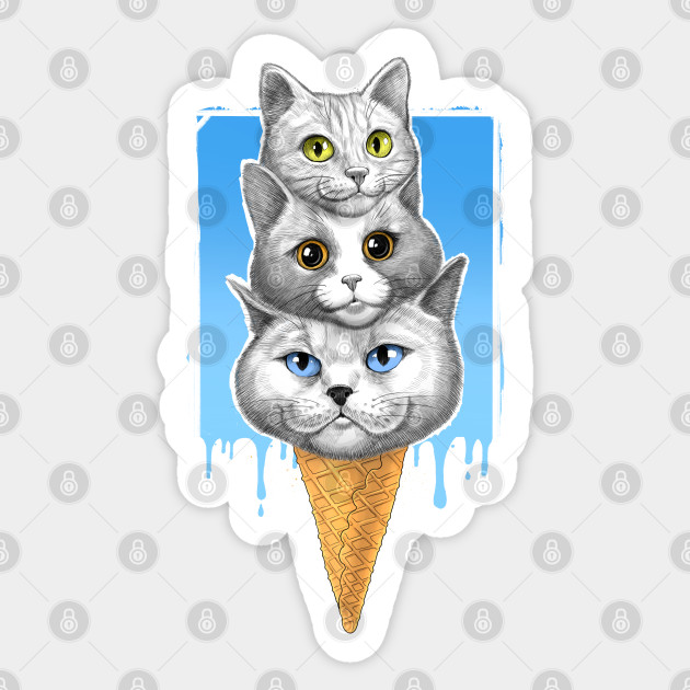 Ice Cream Cats Cat Sticker Teepublic Uk