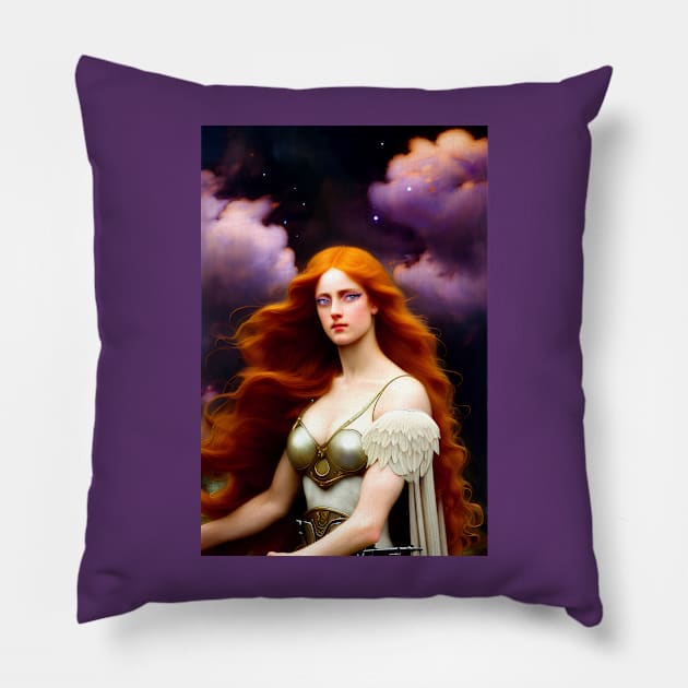 Lady With Dramatic Skies Pillow by PurplePeacock