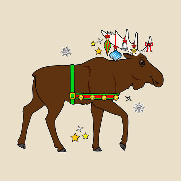 Festive Christmas Holiday Moose by PenguinCornerStore