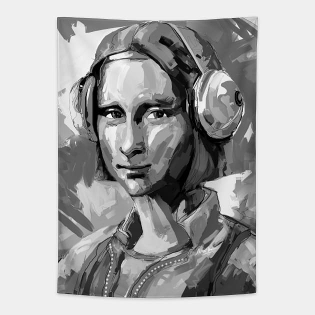 Mona Lisa Modern Culture Black and White Tapestry by mailsoncello