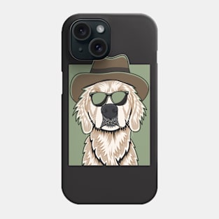 Cream Golden Retriever Wearing A Cowboy Hat And Glasses Phone Case