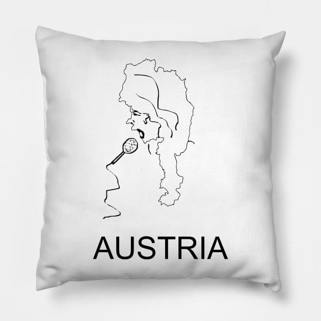 A funny map of Austria Pillow by percivalrussell