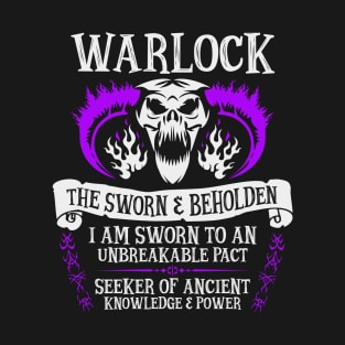 WARLOCK, THE SWORN AND BEHOLDEN - Dungeons & Dragons (White Text) T-Shirt