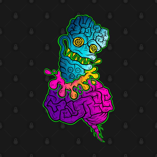 Blue brain eating guy by SlinkSkull