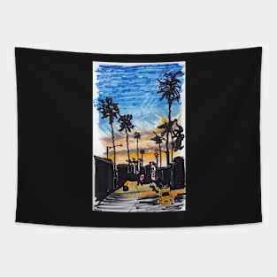 Sunset in the city Tapestry