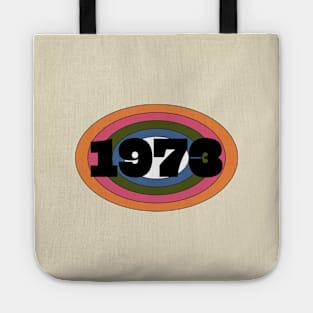 Year 1973 Rainbow Ellipse Vintage Typography Tote