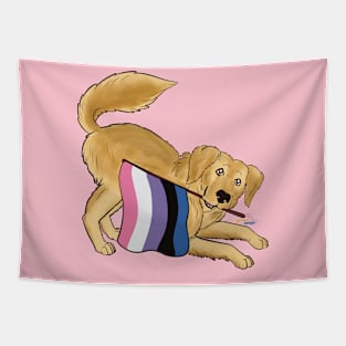 Pride Doggos: Genderfluid Golden Retriever Tapestry