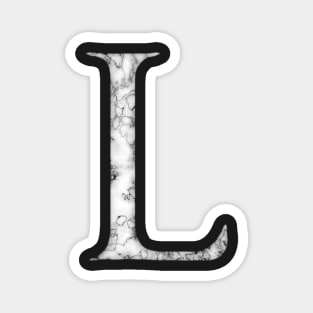 L in Roman White Marble Latin Alphabet Letter Sticker Magnet