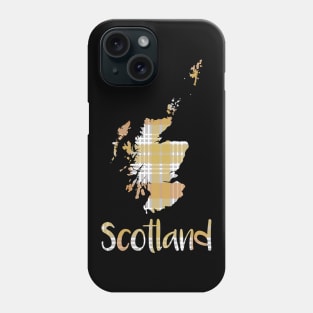 Scotland Metallic Tone Christmas Tartan Map Typography Design Phone Case