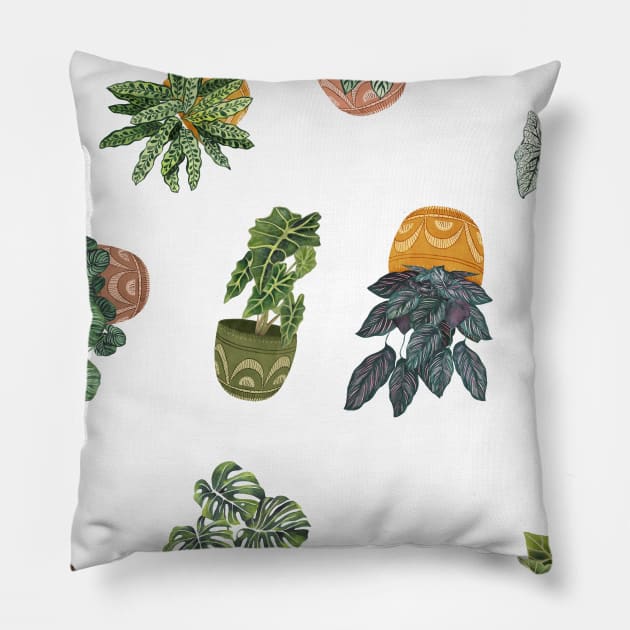 House Plants Illustration 1 Pillow by Gush Art Studio 1