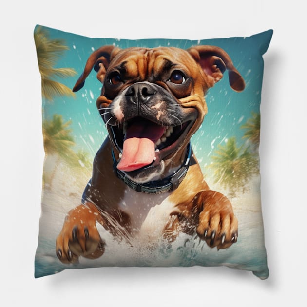 boxer dog Pillow by FehuMarcinArt