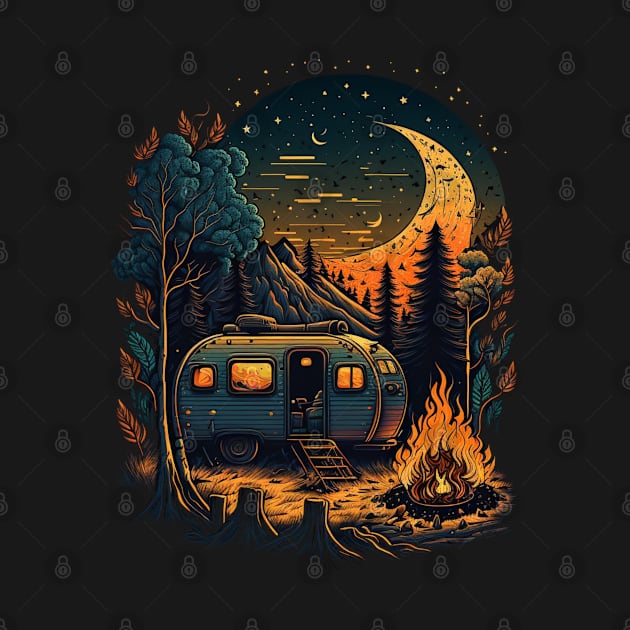 Camping Lovers Motorhome RV Trailer Outdoor Campfire Nature Vibes by TeeShirt_Expressive