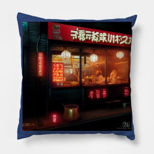 Cyberpunk Tokyo Ramen Shop Pillow