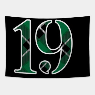 19 Sports Jersey Number Green Black Flannel Tapestry