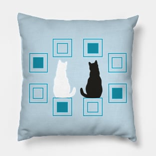 Two black and white cats Pillow