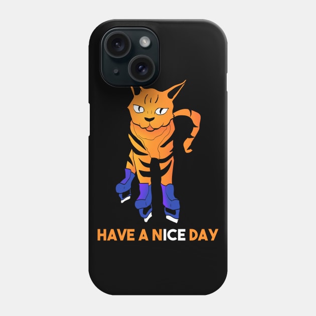 Have a nice day - ice skating cat Phone Case by Max