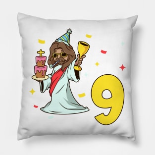 I am 9 with Jesus - kids birthday 9 years old Pillow
