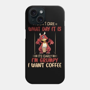 Funny Grumpy Dragon Coffee Lover Hate Morning Fantasy Animal Phone Case