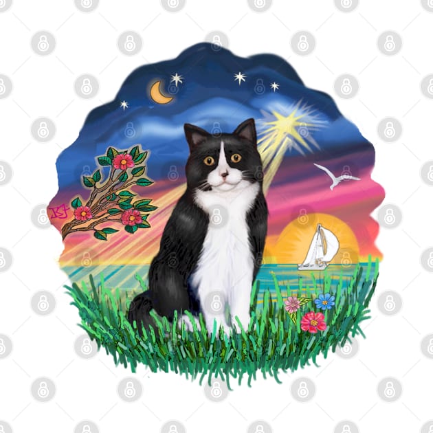 Black and White Tuxedo Cat in "Wish Star" by Dogs Galore and More