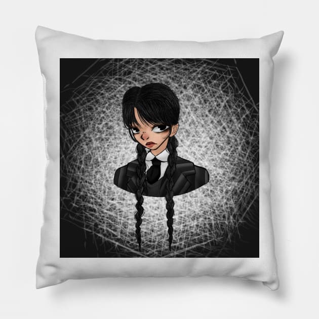 Wednesday Addams Netflix Pillow by Skiadrum