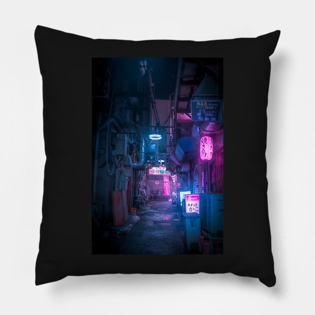 Dark City vibes in Tokyo Pillow by TokyoLuv