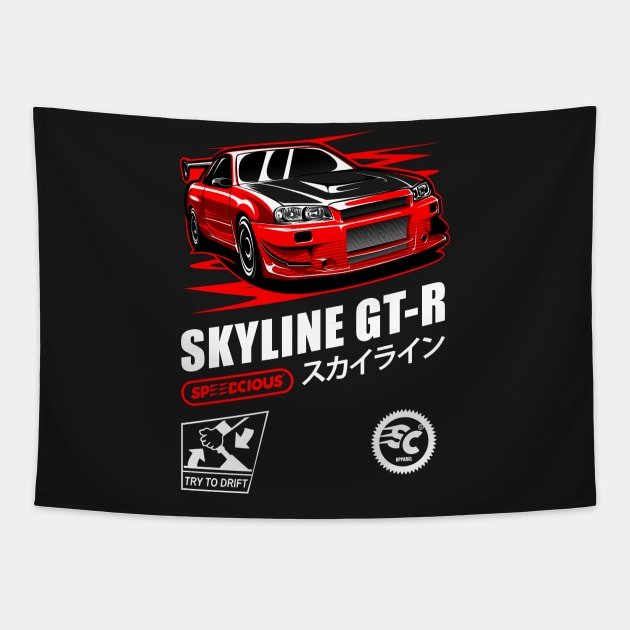 Red Nismo GT-R Tapestry by pujartwork