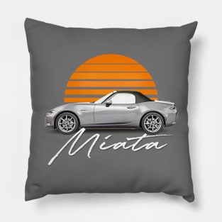 Mazda Miata \/ Retro Style Sunset Design Pillow