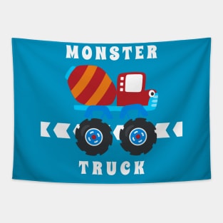 Vector illustration of monster truck with cartoon style. Tapestry