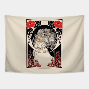 Art Deco Lady (on cream) Tapestry