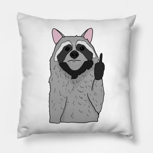 Grumpy Racoon Holding Middle finger funny gift Pillow