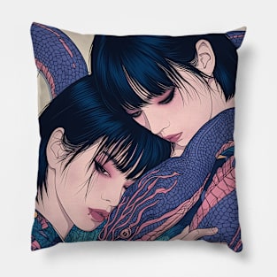 Geisha dragon in water 7205 Pillow