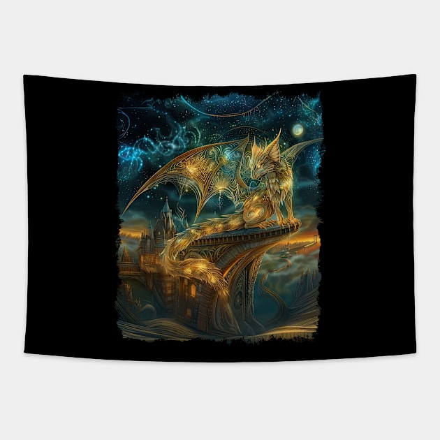 Mystic Fox Spirit - Fantasy Gargoyle Guardian Tapestry by Whimsy Works