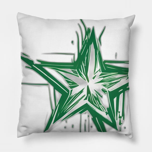 Emerald Star Graffiti Splash Art No. 512 Pillow by cornelliusy