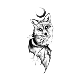 Pencil Tattoo full moon fox T-Shirt