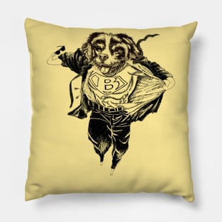 Super Bernese Mountain Dog, Parody Fun Super Hero Pillow