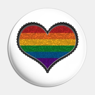 Elegant LGBT Rainbow Pride Decorative Heart in Pride Flag Colors Pin