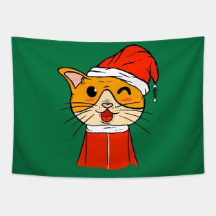 Cat Christmas Funny Tapestry