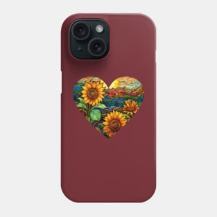Sunflower Stained Glass Heart Phone Case