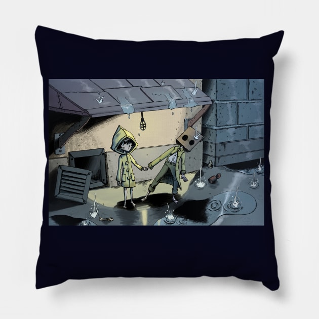 Little Nightmares Six and Mono at rest Pillow by Willfulart